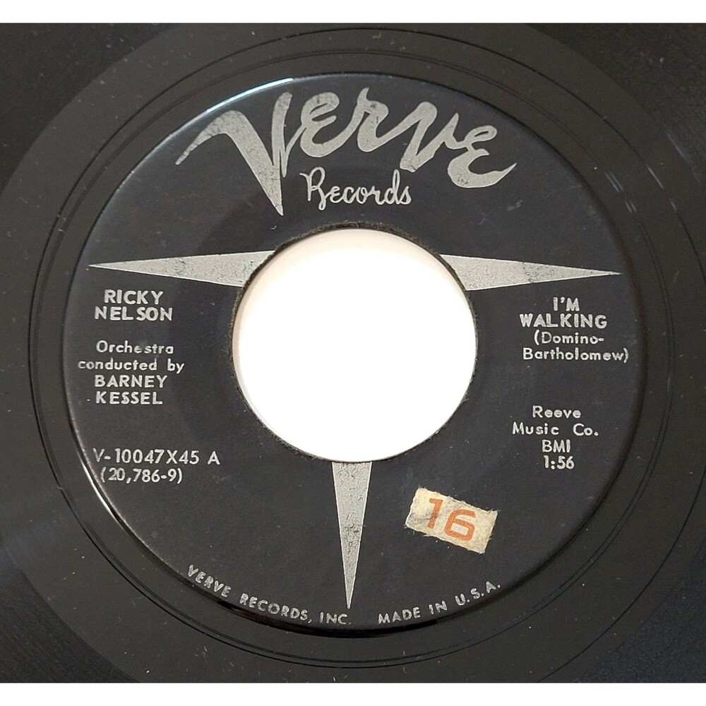 Ricky Nelson I'm Walking / A Teenager's Romance 45 RPM Vinyl Verve VG Rock '57